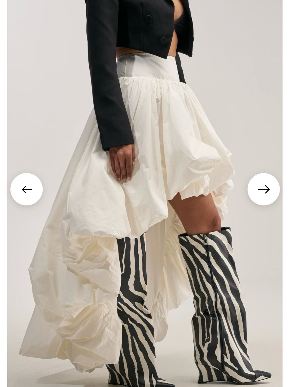 Women's White Bubble Tulle Skirt - Voluminous Layered Design - Picture 7 of 8